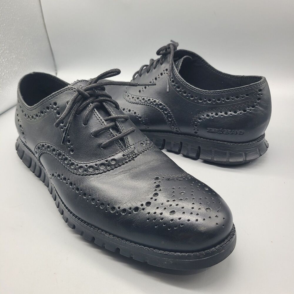 Cole Haan Mens sz 11.5 Black Oxford Wingtip Brogue Shoes Zerogrand C20719